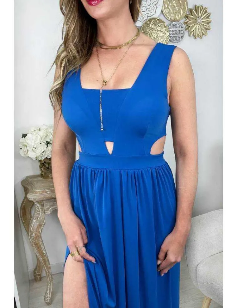 ma_robe_longue_col_carr_b_2.webp My Look Féminin Ma robe longue col carré bleu roi "cut out" Fashion