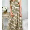 My Look Féminin Ma robe longue satinée " green cachemire" Sale