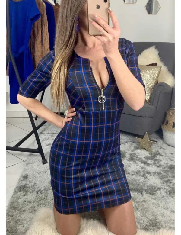 My Look Féminin Ma superbe robe à carreaux "bleu roi" Hot