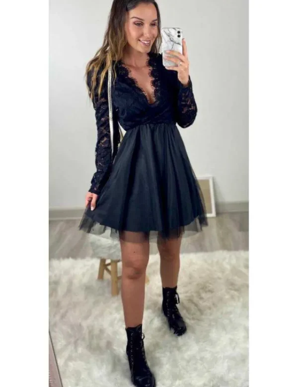 My Look Féminin Ma superbe robe noire "Tulle & dentelle" Discount
