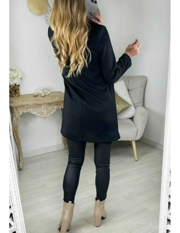 My Look Féminin manteau en lainage boutonné noir Best