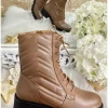 My Look Féminin Mes bottines à lacet taupe matelassé Online