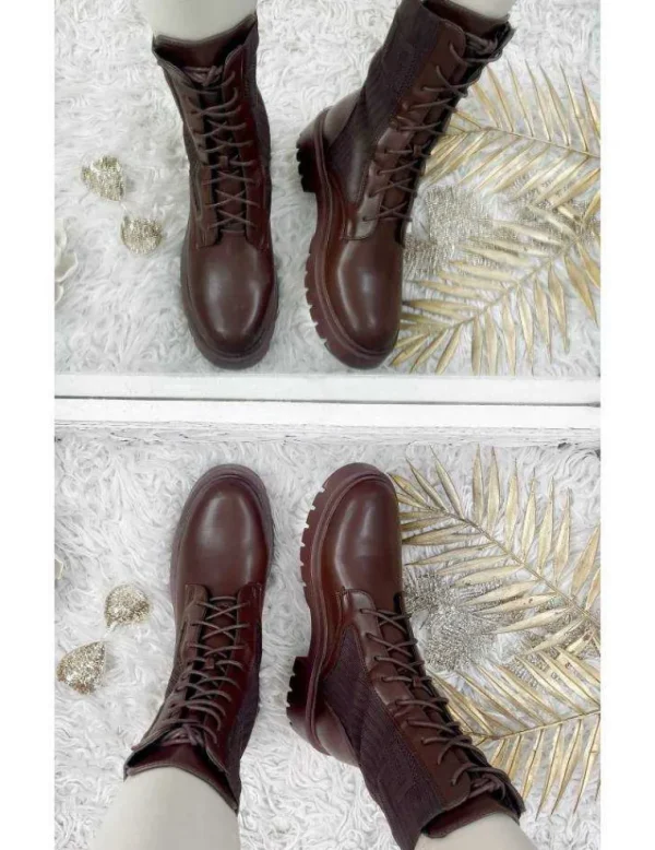 My Look Féminin Mes bottines choco à lacets " bi-matière" Online