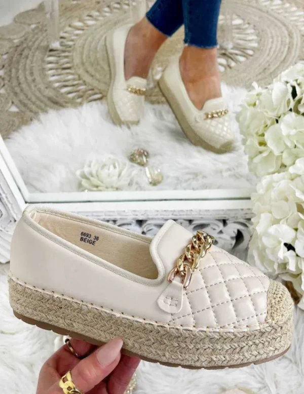 My Look Féminin Mes espadrilles compensées "matelassées &chain " Discount