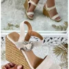 My Look Féminin Mes sandales compensées beige" boucle strass" New