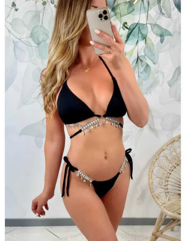 My Look Féminin Mon bas de maillot Black " Charms & Diamond" Discount