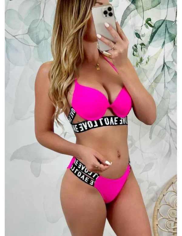 My Look Féminin Mon bas de maillot rose flashy "LOVE" Clearance