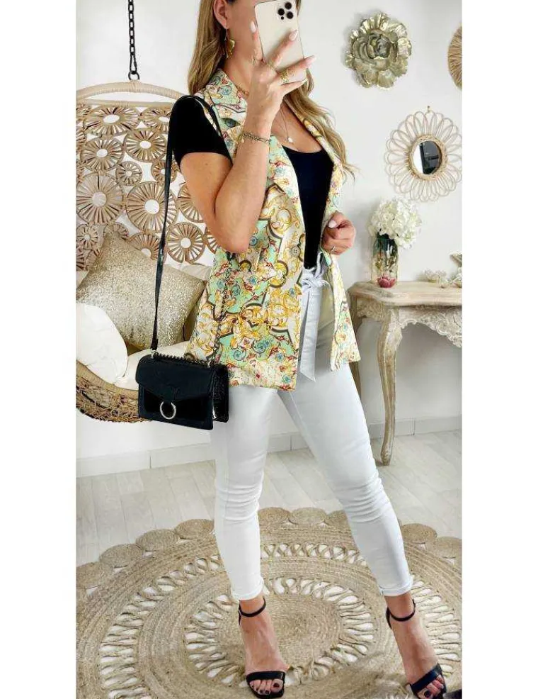 mon_blazer_sans_manches_v_0.webp My Look Féminin Mon blazer sans manches vert d'eau "print couture" Fashion