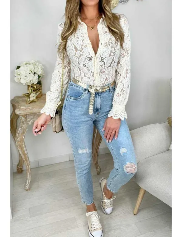 My Look Féminin Mon chemisier cream tout en dentelle Fashion