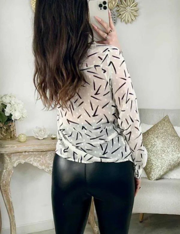My Look Féminin Mon chemisier en voilage cream " black touch " Discount