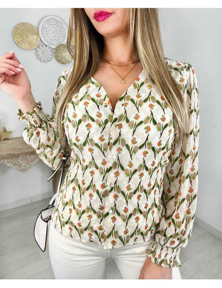 mon_chemisier_en_voilage__4-1.webp My Look Féminin Mon chemisier en voilage "green & orange print" New