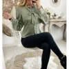 My Look Féminin Mon chemisier imprimé "green & touch gold" Clearance