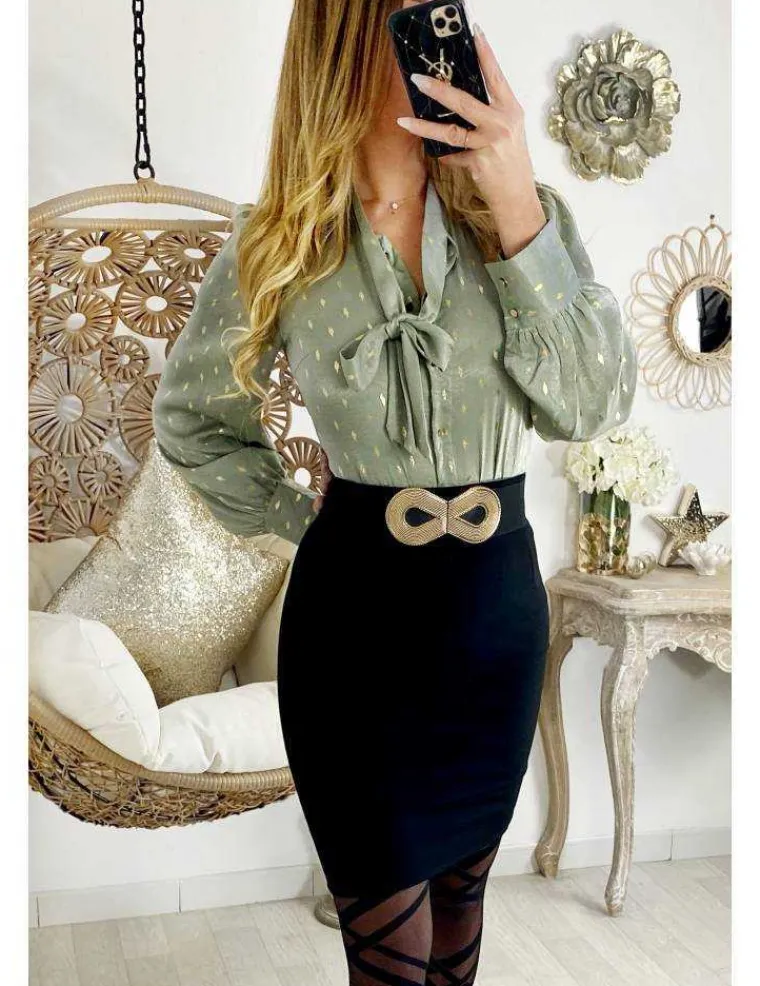 mon_chemisier_imprim_quot_1.webp My Look Féminin Mon chemisier imprimé "green & touch gold" Clearance
