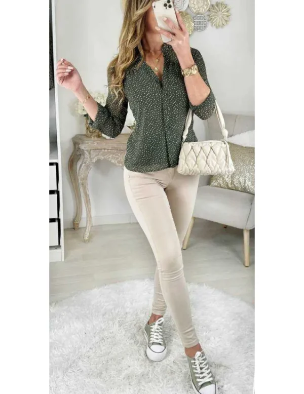 My Look Féminin Mon chemisier "kaki & jolis pois" Hot