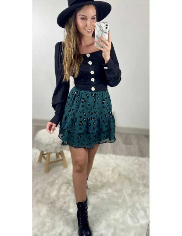 My Look Féminin Mon crop top noir "smoké et boutonné" Discount