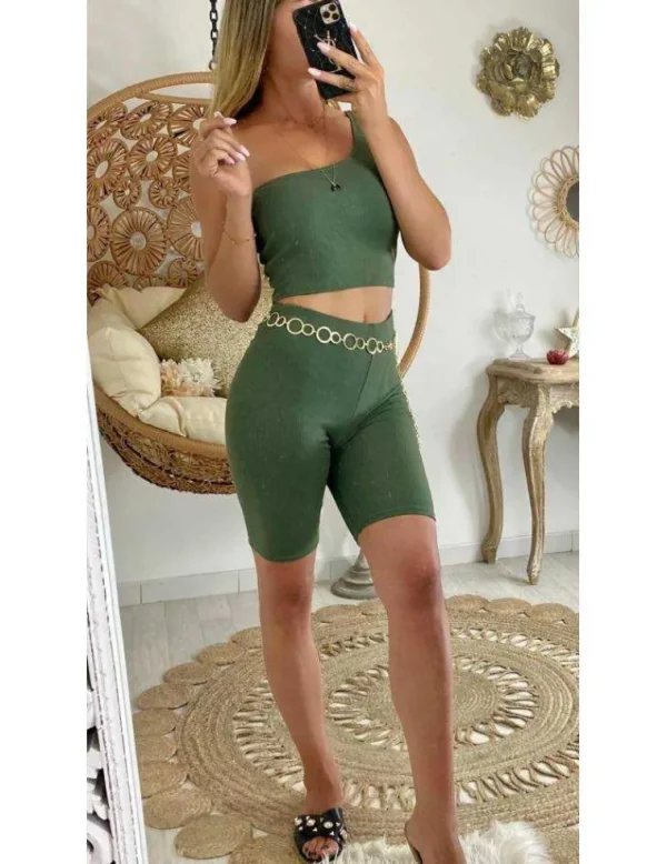 My Look Féminin Mon ensemble kaki short et top asymétrique Hot