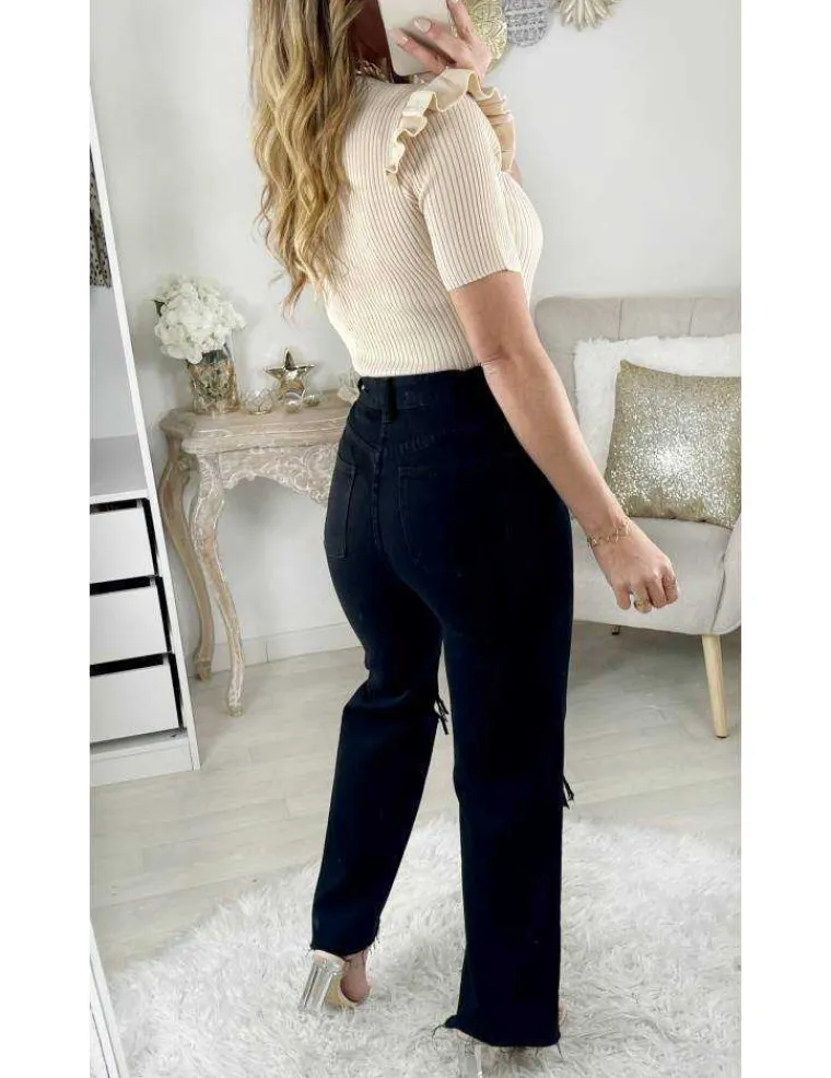 mon_jeans_black__mum_amp__2.webp My Look Féminin Mon jeans black mum & destroy Outlet
