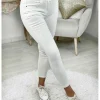 My Look Féminin Mon Jeans blanc taille haute "three buttons" Discount