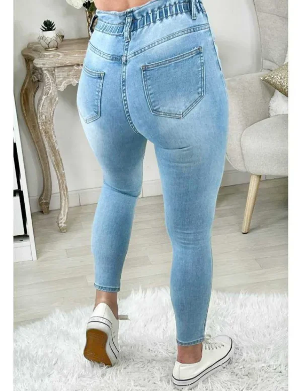 My Look Féminin Mon Jeans light blue taille haute "two buttons" Online