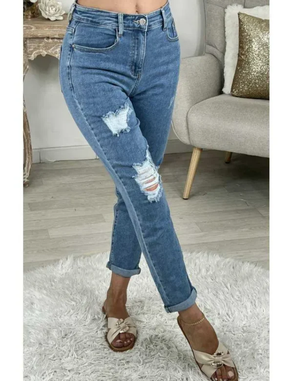 My Look Féminin Mon Jeans taille haute "Relax & used" Online
