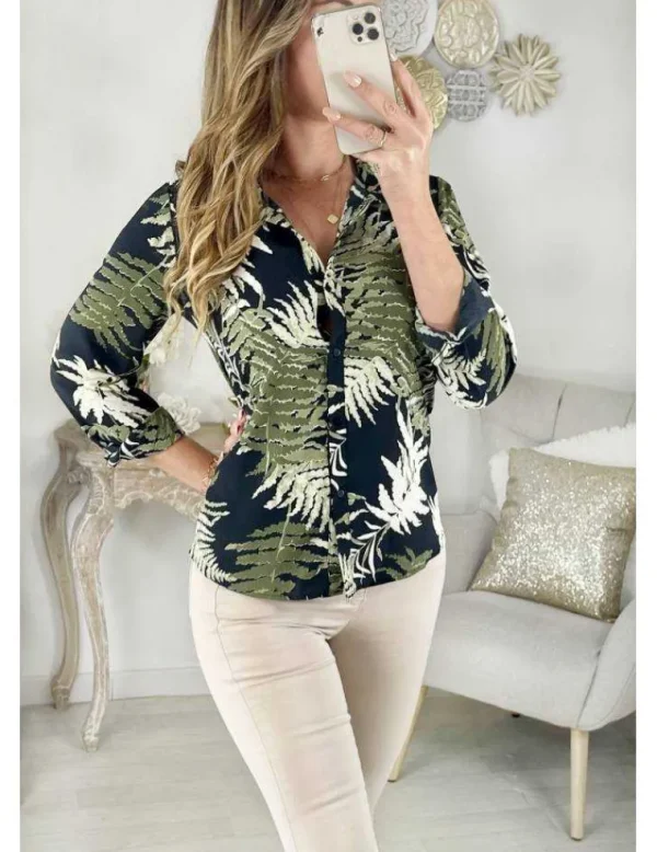 My Look Féminin Mon joli chemisier "kaki leaf" Sale