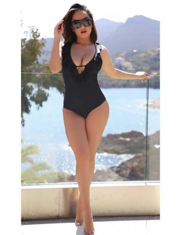 My Look Féminin Mon joli maillot une pièce "Noir et Volants" Best