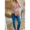 My Look Féminin Mon joli top rose imprimé et col lacet Outlet
