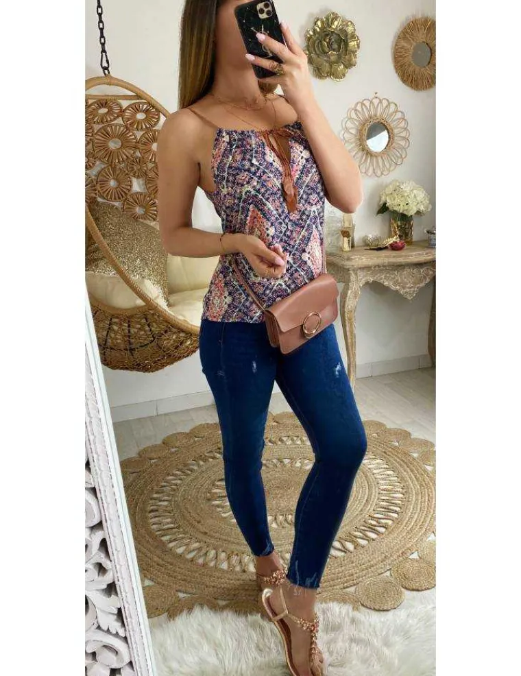 mon_joli_top_rose_imprim__1.webp My Look Féminin Mon joli top rose imprimé et col à nouer Outlet