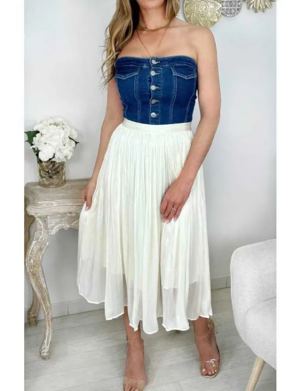 My Look Féminin Mon jupon long cream "irisé & plissé" Sale