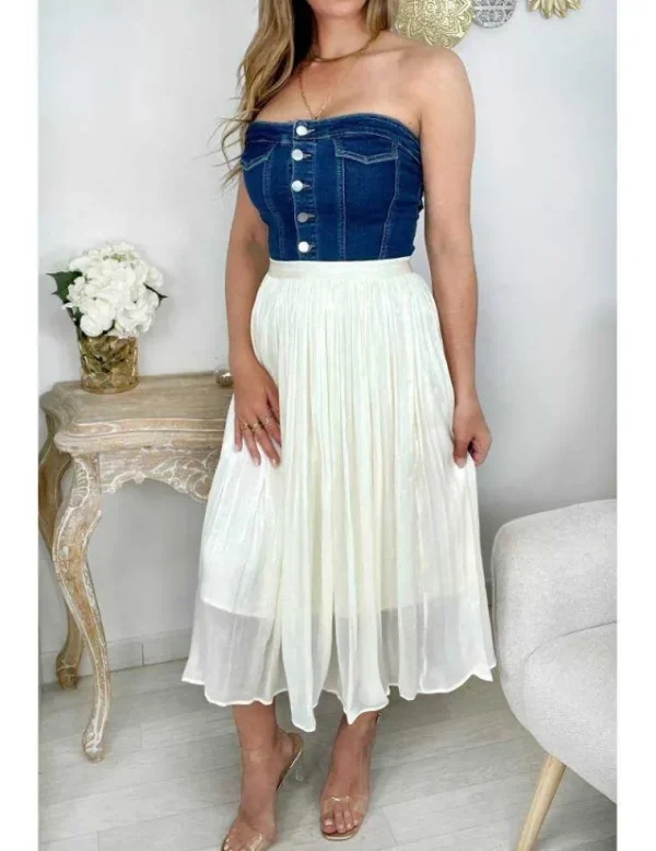 My Look Féminin Mon jupon long cream "irisé & plissé" Sale