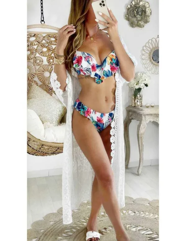 My Look Féminin Mon maillot "Hawai " push up et volants Outlet