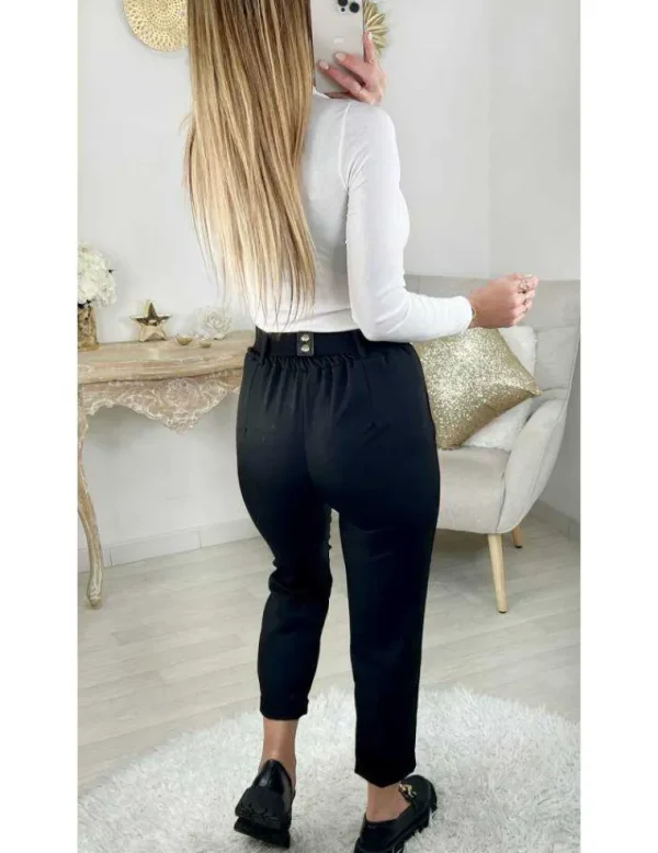 My Look Féminin Mon pantalon noir & droit "Chain belt" Online
