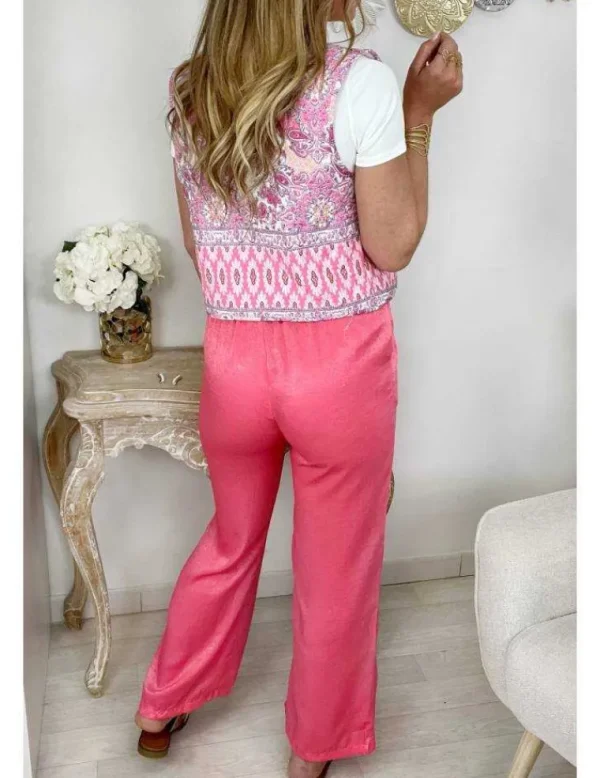 My Look Féminin Mon pantalon satiné & irisé " so pink" Hot