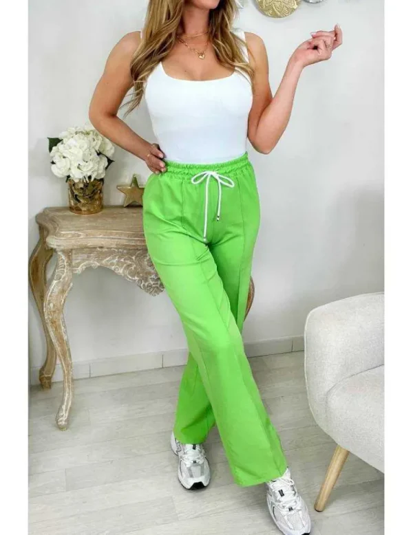 My Look Féminin Mon pantalon style jogging vert flashy Discount