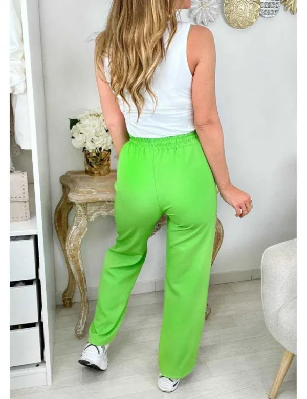 My Look Féminin Mon pantalon style jogging vert flashy Discount