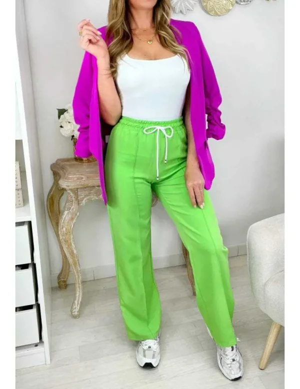 My Look Féminin Mon pantalon style jogging vert flashy Discount
