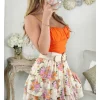 My Look Féminin Mon petit crop top orange " froncé" Best