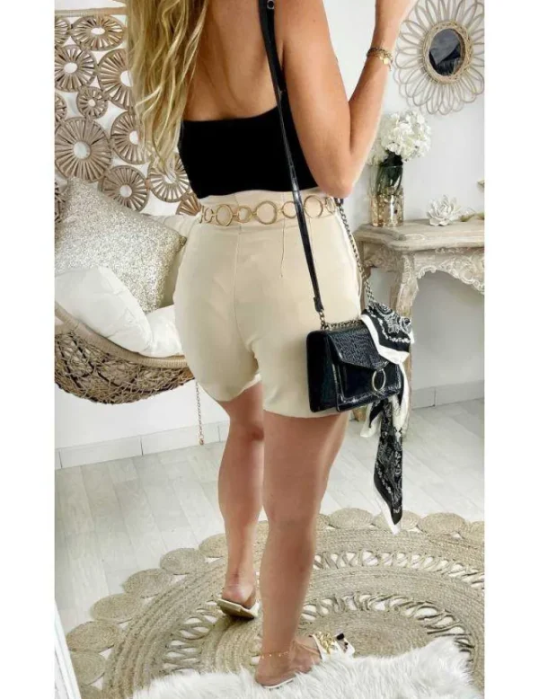 My Look Féminin Mon petit short beige zippé taille haute Discount