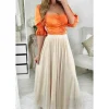 My Look Féminin Mon petit top orangé satiné "col carré et froncé" Hot