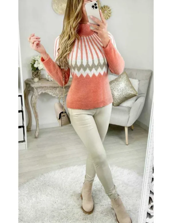 My Look Féminin Mon pull col cheminée " tricolore" Hot