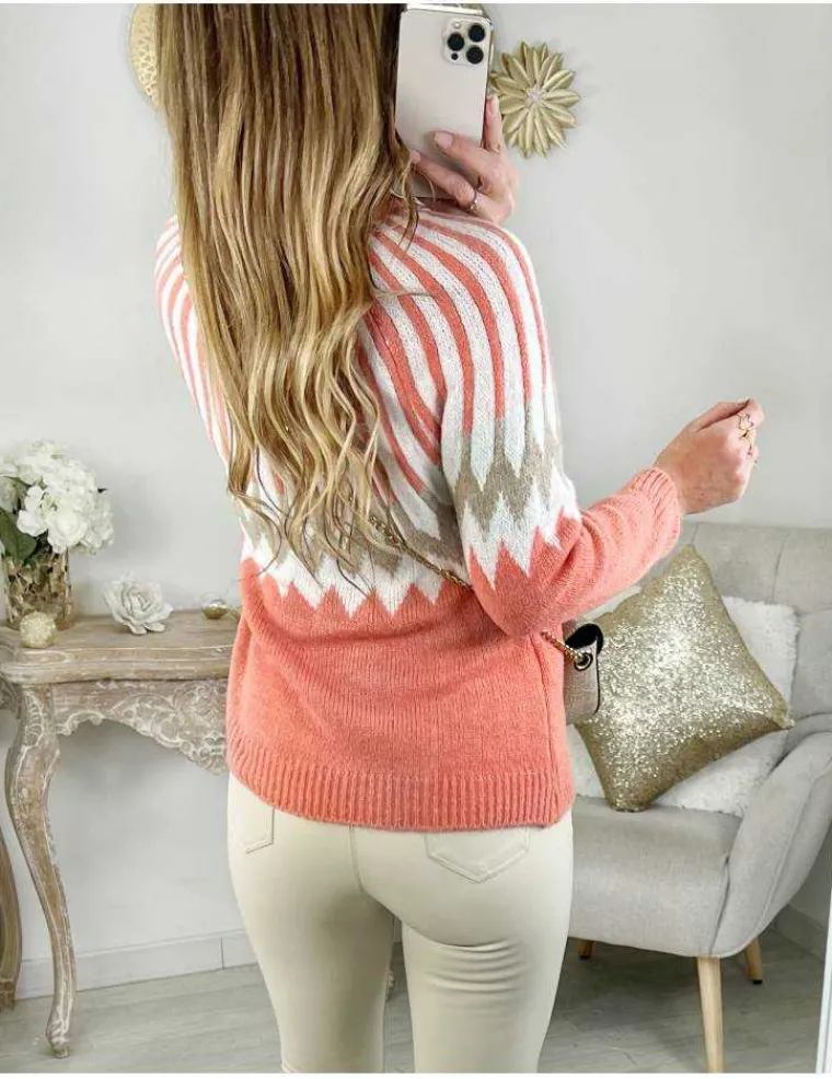 mon_pull_col_chemine_quot_2.webp My Look Féminin Mon pull col cheminée " tricolore" Hot