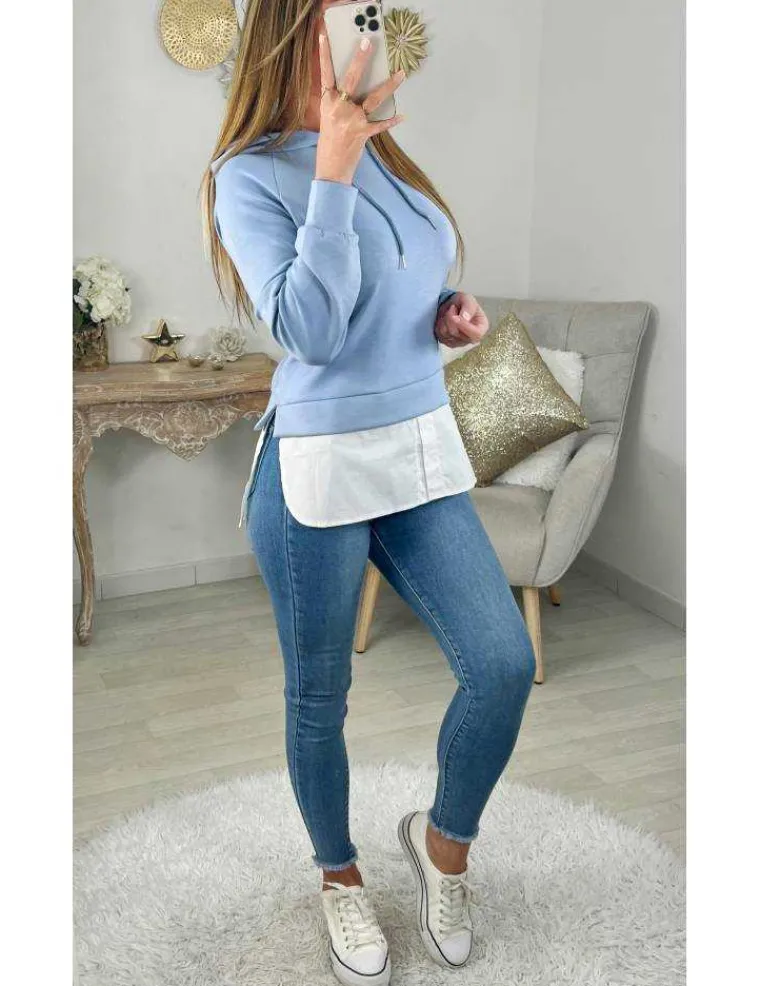 mon_sweat_bleu_ciel_effet_0.webp My Look Féminin Mon sweat bleu ciel effet deux pièces et chemisier Sale