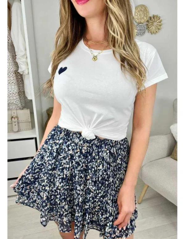 My Look Féminin Mon tee shirt blanc " blue heart" Clearance