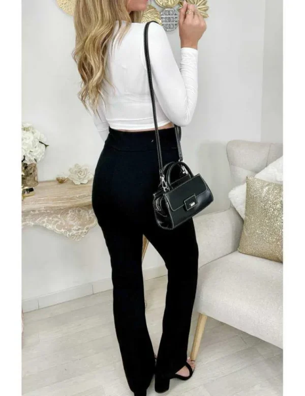 My Look Féminin Mon top blanc style lycra "buste croisé et boutons dorés" Clearance