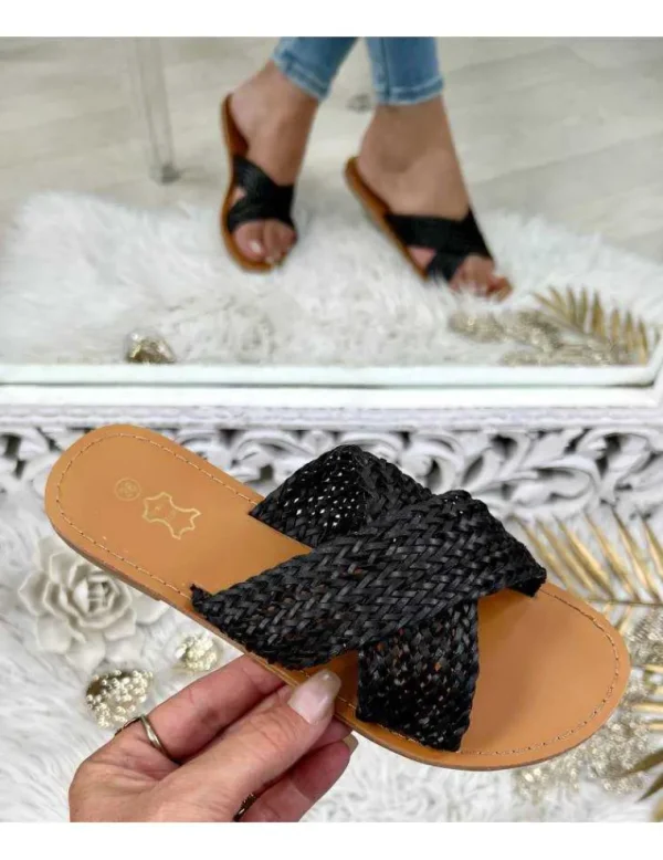 My Look Féminin mules noires tressées Online