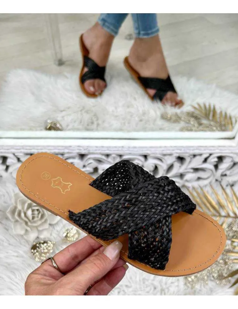 mules_noires_tresses_0.webp My Look Féminin mules noires tressées Online