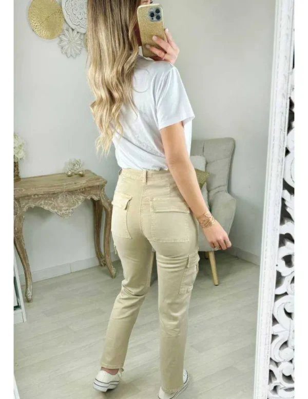 My Look Féminin pantalon beige style cargo Clearance
