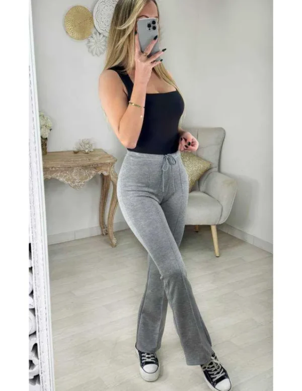 My Look Féminin Pantalon droit gris style jogging Clearance