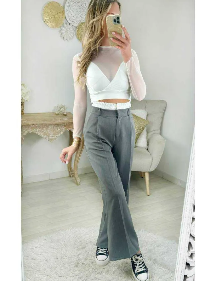 pantalon_fluide_gris_amp__1.webp My Look Féminin pantalon fluide gris & ceinture blanche Outlet