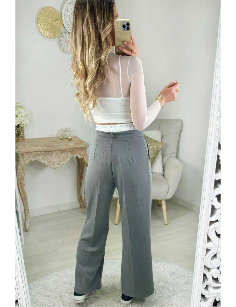 pantalon_fluide_gris_amp__2.webp My Look Féminin pantalon fluide gris & ceinture blanche Outlet